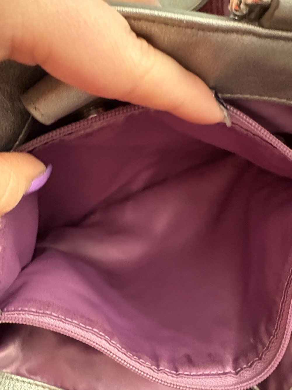 Coach Vintage F17407 Purple and Gray Y2K Signature Tote with Silver Trim - Picture 12 of 13